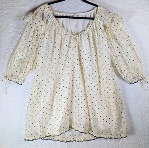 102-For Love And Lemons Cream Blouse with Black Dots
